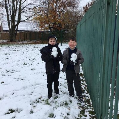 Enjoyed building a snowman on a snow day
