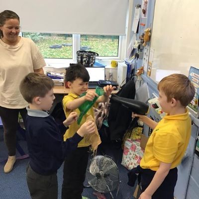 In our DT lesson we looked at different materials we could use to make a shelter.