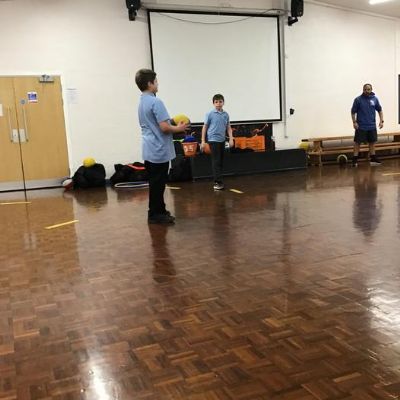 Today in PE we learned passing techniques and tricks using basket balls.
